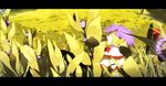  bug field flower flower_field insect letterboxed nagae_iku no_hat no_headwear parted_lips praying_mantis scenery shawl siirakannu solo touhou wind 