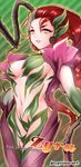  breasts character_name joypyonn large_breasts league_of_legends long_hair looking_at_viewer navel plant red_hair solo vines yellow_eyes zyra 