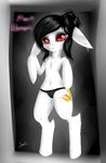  albino anthro big_ears black_hair cutie_mark ear_piercing english_text equine female flat_chested freckles goth hair hi_res horse liliumkain looking_at_viewer mammal my_little_pony navel original_character panties piercing pony red_eyes short_hair solo standing text underwear white_body 