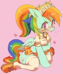  blush breasts clothing cutie_mark equine female feral friendship_is_magic hair horse legwear long_hair looking_at_viewer maid maid_uniform mammal multi-colored_hair my_little_pony open_mouth pegasus pony purple_eyes rainbow_dash_(mlp) rainbow_hair ricosye rikose solo stockings sweat tongue uniform wings 