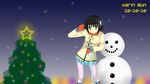  black_hair gloves greeen_eyes imnotanangel imnotdevil karin_sun scarf snowman 