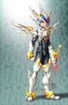 android ankle_wings arm_cannon armor artist_name character_name copy_x eduardo_j._perez_m. forehead_jewel helmet red_eyes robot_joints rockman rockman_zero weapon winged_helmet wings 