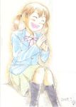  1girl brown_hair hourou_musuko sasa_kanako school_uniform smile 