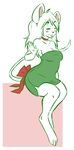  bow christmas dress eyes_closed female hair hizzie holidays long_hair mammal mouse rodent sitting smile solo waving 
