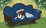  black_hair braid braids chibi couch dress eyes_closed flower k-on! laying_down long_hair lying nakano_azusa ragho_no_erika rose shoes sleeping sneakers thighhighs twintails 