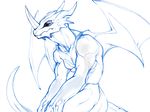  digimon dragon exveemon fangs horn male red_eyes rickenbacker sketch solo toned wings 