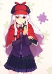  bad_id bad_pixiv_id capelet cardigan checkered deerstalker hat holding hwansang jigsaw_puzzle lavender_hair long_hair looking_at_viewer original pipe pleated_skirt purple_eyes puzzle skirt solo 
