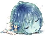  aladdin_(magi) blue_hair braid closed_eyes flute instrument long_hair magi_the_labyrinth_of_magic niwako single_braid sleeping uugo 