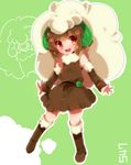  animal_ears bare_shoulders blush brown_hair child detached_sleeves gen_5_pokemon highres looking_at_viewer multicolored_hair open_mouth personification pokemon red_eyes short_hair skirt smile solo takeshima_(nia) two-tone_hair whimsicott 