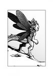  9_6 ambiguous_gender black_and_white dragon hybrid insect monochrome solo standing wings 