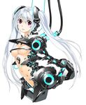  android breasts cable kurogin medium_breasts navel nipples original red_eyes robot_joints silver_hair solo 