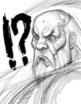  1boy bald beard facial_hair gouken greyscale long_hair male_focus monochrome old_man scar sketch solo street_fighter street_fighter_iv_(series) sweatdrop tetsu_(kimuchi) 