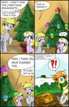  2012 ?! blonde_hair box carrot_top_(mlp) christmas christmas_tree ciriliko creeper cub derpy_hooves_(mlp) dialog dialogue dinky_hooves_(mlp) english_text equine female feral food friendship_is_magic green_eyes hair holidays horn horse mammal minecraft muffin my_little_pony orange_hair pegasus pony scarf shovel snow text tree unicorn video_games wings yellow_eyes young 