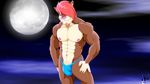  abs biceps big_muscles bulge canine fabfelipe facial_hair goatee hair looking_at_viewer male mammal moon muscles pecs red_hair solo speedo swimsuit thong underwear were werewolf 
