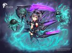  gia green_eyes highres magic_circle navel octagram original purple_hair robotic_legs scythe short_hair solo 