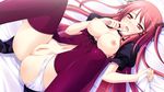  bed blush breasts censored game_cg hinomiya_ayari ko~cha nipples red_hair thighhighs vagina witch&#039;s_garden 