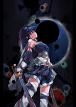  belt blood blue_eyes blue_hair boots cape gloves highres huanxiang_huifeng injury magical_girl mahou_shoujo_madoka_magica miki_sayaka pleated_skirt short_hair skirt solo sword tears thighhighs weapon white_legwear 