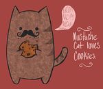  ambiguous_gender cookie crumb crumbs cute dialog dialogue eating english_text facial_hair feline food fur image_macro male mammal manly mustache mustache_cat nom noms om_nom_nom text unknown_artist 