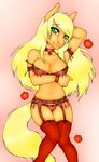  anthro anthrofied applejack_(mlp) blonde_hair clothing cutie_mark equine female freckles friendship_is_magic green_eyes hair horse looking_at_viewer mammal my_little_pony pony signature solo voxix 