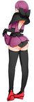  1girl ass elite_four glasses highres pokemon purple_hair shikimi_(pokemon) 