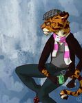  absurd_res coffee eyewear feline glasses gloves hat hi_res hipster male mammal scarf sitting solo thealmightyti tiger 