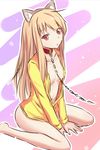  animal_ears cat_ears collar fake_animal_ears kanden_suki long_hair naked_shirt open_clothes open_shirt red_eyes sakura-sou_no_pet_na_kanojo shiina_mashiro shirt sitting solo wariza 