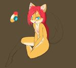  canine cub female fox hair mammal model_sheet moshont nipples nude red_hair solo vixy_hooves young 