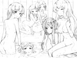  ass back bathing breast_grab breasts covering gebyy-terar grabbing grabbing_from_behind greyscale hair_down hakamichi_shizune ibarazaki_emi ikezawa_hanako katawa_shoujo large_breasts lineart long_hair mikado_shiina monochrome multiple_girls nude nude_cover partially_submerged satou_lilly scar short_hair smile soap_bubbles steam tezuka_rin towel wet yuri 