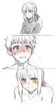  1girl 3koma absurdres artoria_pendragon_(all) bad_id bad_pixiv_id blush braid comic emiya_shirou fate/stay_night fate_(series) french_braid full-face_blush highres nude saber_alter seductive_smile silent_comic smile spot_color sweatdrop tusia yellow_eyes you_gonna_get_raped 