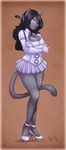  2012 amber_eyes atrele_kasha big_breasts black_hair breasts corset feline female hair heels lavenderpandy long_hair looking_at_viewer open_mouth riding_crop skirt travarisrhade 