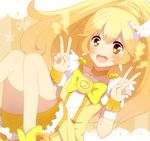  bike_shorts blonde_hair blush choker cure_peace ichi_1123 kise_yayoi long_hair precure ribbon shorts shorts_under_skirt smile smile_precure! solo v yellow_eyes 