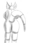  back_turned big_breasts big_butt black_and_white breasts butt female horn huge_breasts monochrome nidoqueen nintendo plain_background pok&#233;mon raised_tail shinjis_blade side_boob sketch video_games white_background wide_hips 
