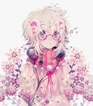  bad_id bad_pixiv_id clavies flower glasses headphones musical_note original purple_eyes simple_background solo white_hair 