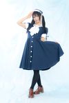  1girl asian black_hair dress highres lenfried photo shoes twintails 