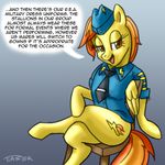  dialog dialogue english_text equine female feral friendship_is_magic hair hat horse looking_at_viewer mammal my_little_pony necktie pegasus pluckyninja pony smile solo spitfire_(mlp) text timber_(artist) two_tone_hair uniform wings wonderbolts_(mlp) 