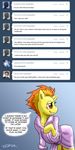  bathrobe dialog dialogue english_text equine female feral friendship_is_magic hair horse mammal my_little_pony pegasus pluckyninja pony smile spitfire_(mlp) text timber_(artist) two_tone_hair wings wonderbolts_(mlp) 