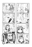  &gt;_&lt; alien closed_eyes comic crazy_eyes crossed_arms fang flandre_scarlet greyscale hat highres hokuto_(scichil) hong_meiling hug monochrome multiple_girls open_mouth remilia_scarlet sharp_teeth star teeth touhou translated wings 