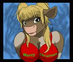  aisyp anthro big_breasts blonde_hair bovine breasts brown_fur cattle english_text eye_contact female fur hair huge_breasts looking_at_viewer mammal multi_colored_fur multicolor_fur open_mouth solo text 