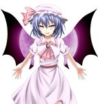 bad_id bad_pixiv_id blue_hair full_moon kuroganeruto looking_at_viewer moon purple_eyes remilia_scarlet short_hair simple_background smile solo touhou white_background wings 