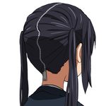  bad_id bad_pixiv_id black_hair close-up from_behind k-on! nakano_azusa simple_background solo twintails watanore white_background zipper 