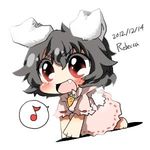  all_fours animal_ears artist_name bad_id bad_twitter_id black_hair blush bunny_ears bunny_tail carrot dated inaba_tewi lowres musical_note open_mouth rebecca_(keinelove) red_eyes short_hair signature solo tail touhou 