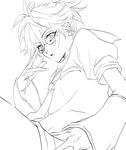  glasses greyscale hakuseki kagamine_len lineart male_focus monochrome necktie solo vocaloid 