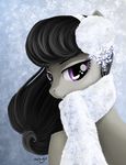  black_hair equine female friendship_is_magic fur grey_fur hair horse looking_at_viewer mammal my_little_pony octavia_(mlp) pony purple_eyes scarf simple_background solo tuyla 