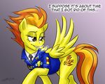  cutie_mark dialog dialogue english_text equine female feral friendship_is_magic hair horse mammal my_little_pony pegasus pluckyninja pony smile solo spitfire_(mlp) text timber_(artist) two_tone_hair wings wonderbolts_(mlp) 