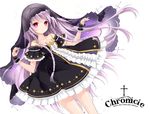  bare_shoulders blush braid breasts cross dress hair_over_shoulder headdress juna long_hair medium_breasts original purple_hair red_eyes solo twin_braids veil very_long_hair 