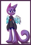  ambiguous_gender cat clothing feline mammal mutisija plain_background solo wings 