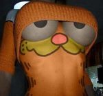  belly bodypaint breasts cartoon cute eye eyes female garfield humor invalid_tag pusur real sweater under_boob 