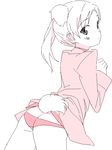  animal_ears bad_id bad_pixiv_id bunny_tail looking_back martina_crespi monochrome panties simple_background solo strike_witches tail tonbi underwear white_background world_witches_series 