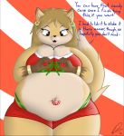  &lt;3 2018 anthro belly big_belly brooke brown_fur brown_hair candy candy_cane canine christmas clothing deep_navel digital_media_(artwork) dullpoint ear_piercing female food fox fur hair hi_res holidays kemono mammal midriff navel navel_fetish navel_penetration navel_poke obese overweight penetration piercing solo tan_fur text 