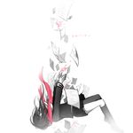  black_hair falling highres kagerou_project kyuryuu long_hair origami paper paper_crane red_scarf scarf school_uniform skirt solo tateyama_ayano tears toumei_answer_(vocaloid) 